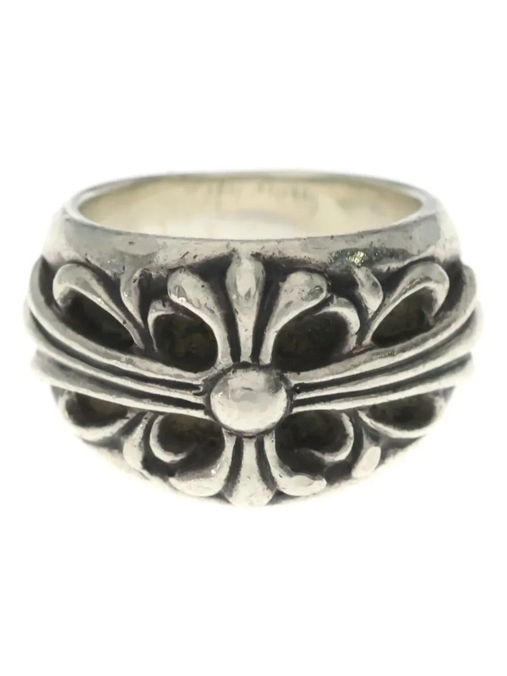 Chrome Hearts Flrl Floral Cross Ring Silver